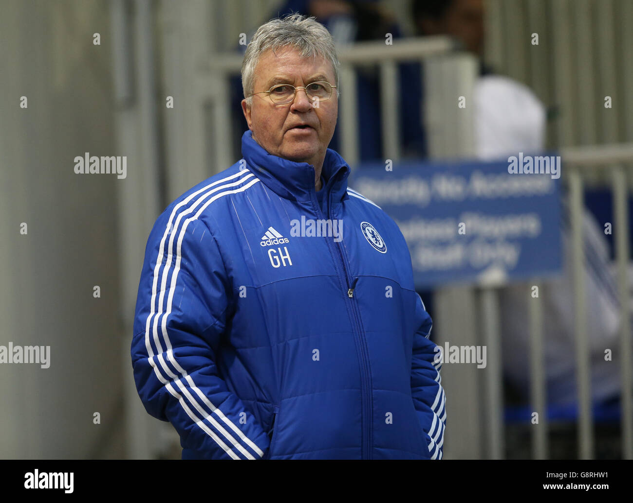Chelsea's Manager Guus Hiddink watches the youth team play against Ajaxand Ajax's Stock Photo
