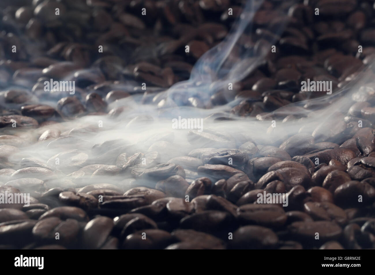 Roasting coffee with smoke Stock Photo Alamy