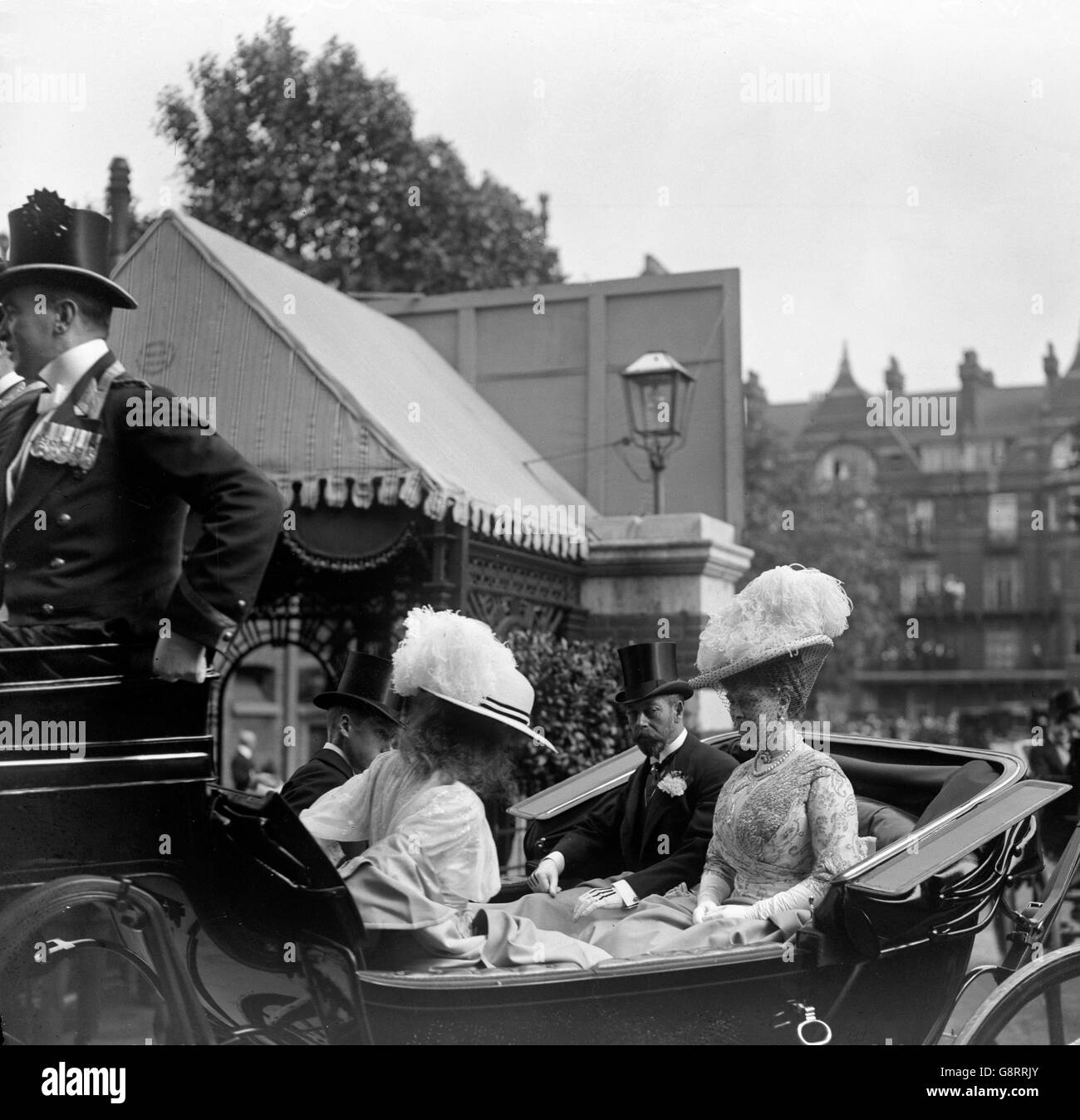 King George V and Queen Mary arriving at the Horse Show, Olympia. Stock Photo