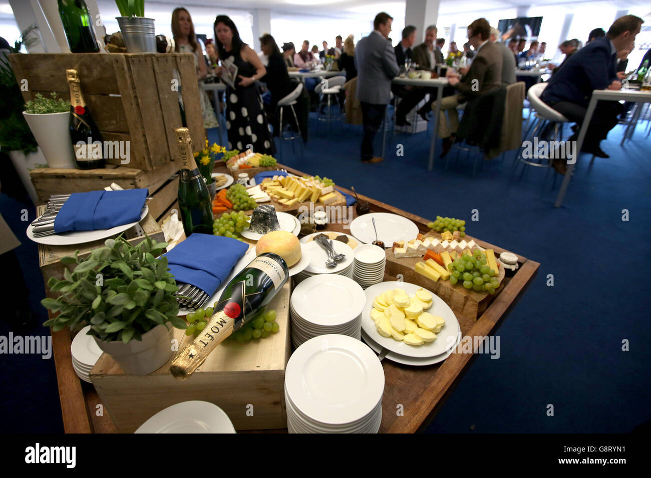 Champions Walk hospitality suite during Champion Day at the 2016 Cheltenham Festival at Cheltenham Racecourse. Stock Photo