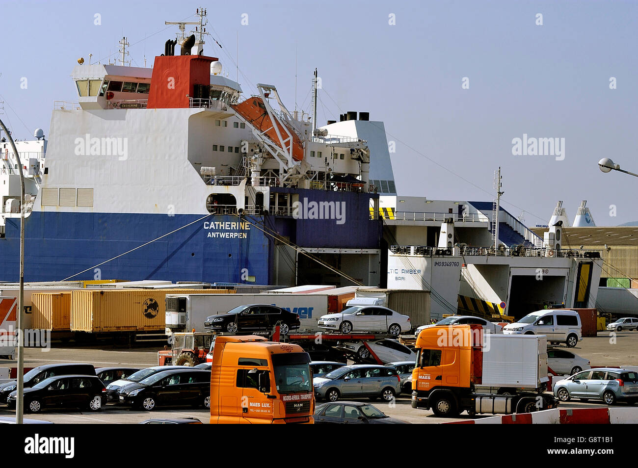 The quay where the ferry make the loading of all kind of goods Stock ...
