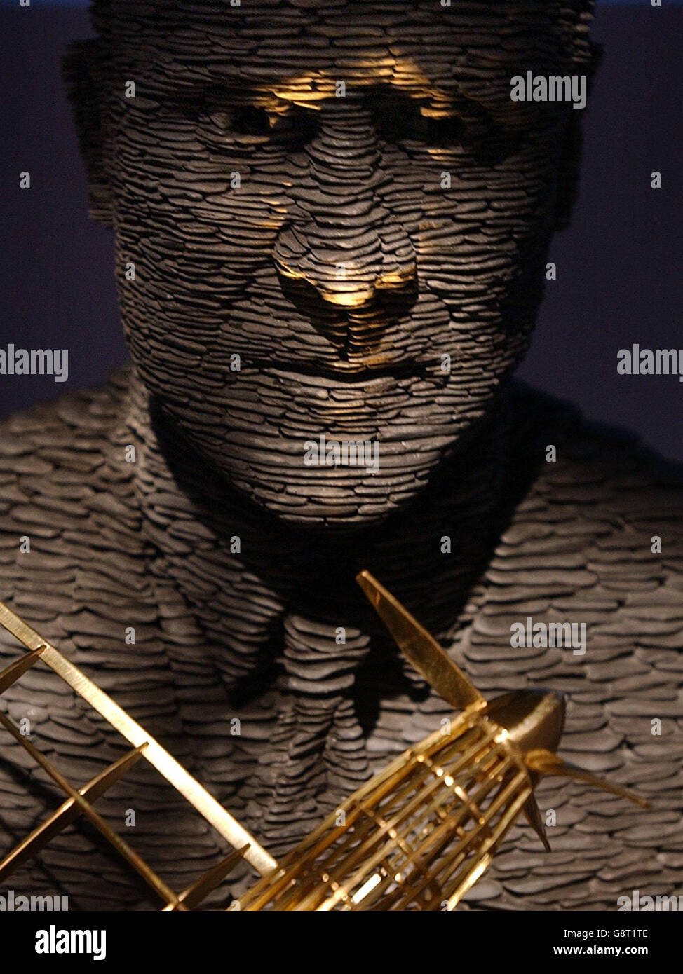 A statue of his spitfire designer RJ Mitchell after it was unveiled at ...