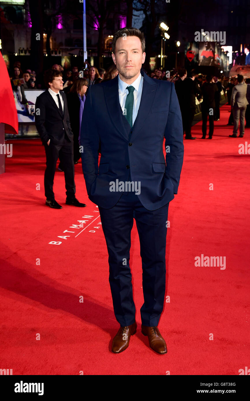 Ben Affleck attending the Batman v Superman: Dawn Of Justice European Premiere, at the Odeon and Empire Leicester Square, London. PRESS ASSOCIATION Photo. Picture date: Tuesday March 22, 2016. See PA Story SHOWBIZ Batman. Photo credit should read: Ian West/PA Wire Stock Photo