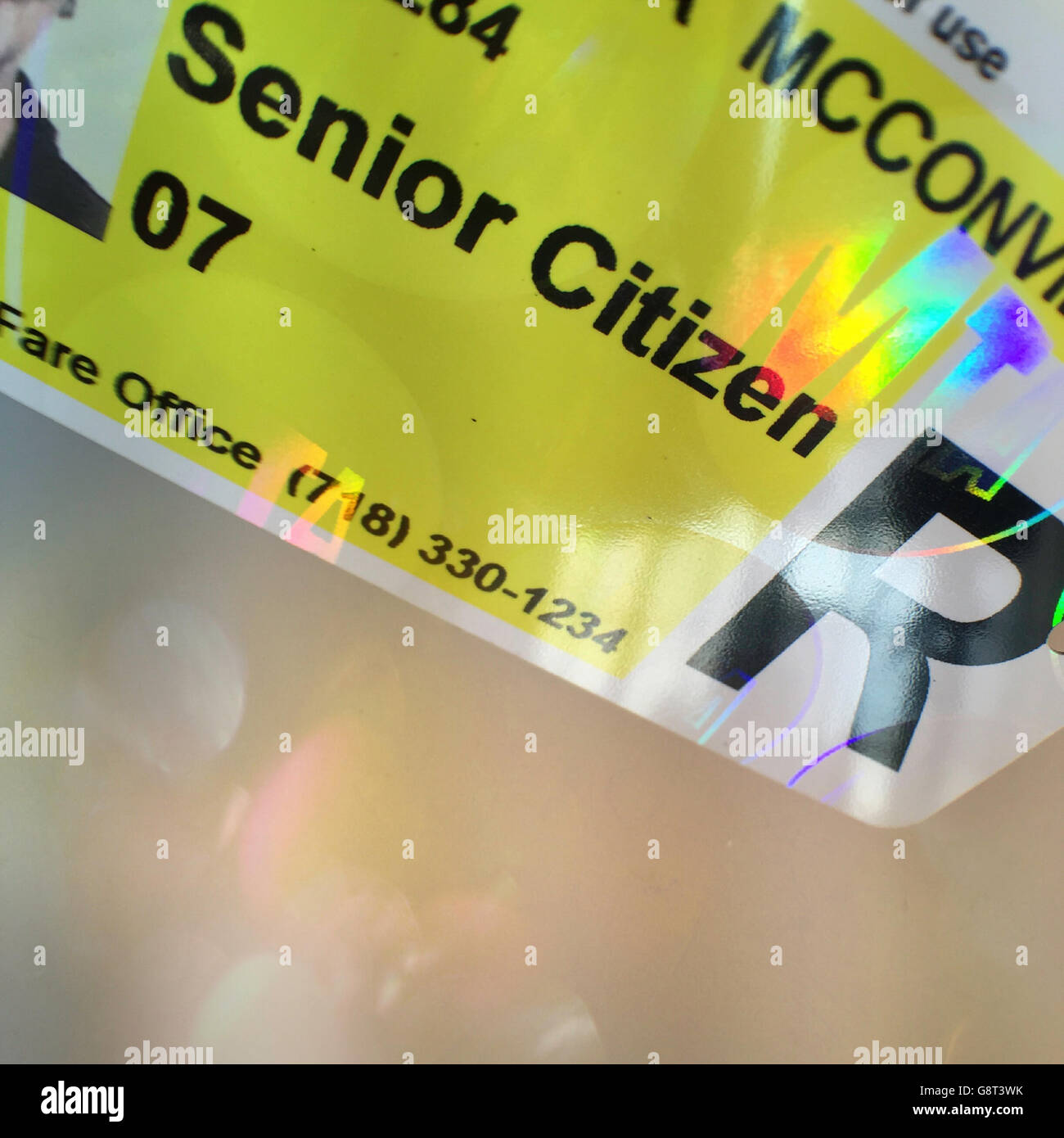 Senior Citizen Reduced Fare Metrocard NYC, USA Stock Photo