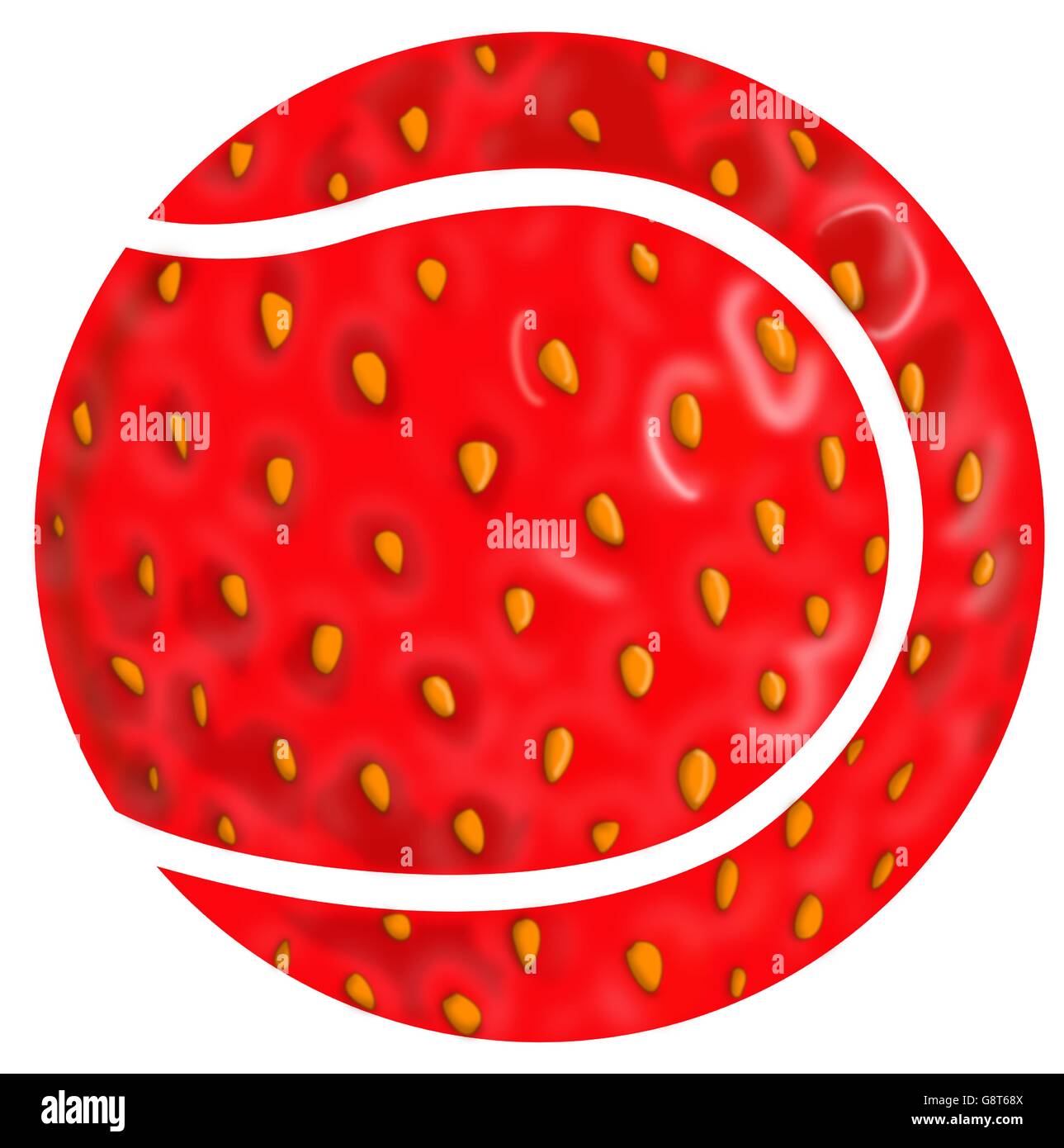 Strawberry Tennis Ball - a tennis ball shape with a strawberry pattern inside Stock Vector