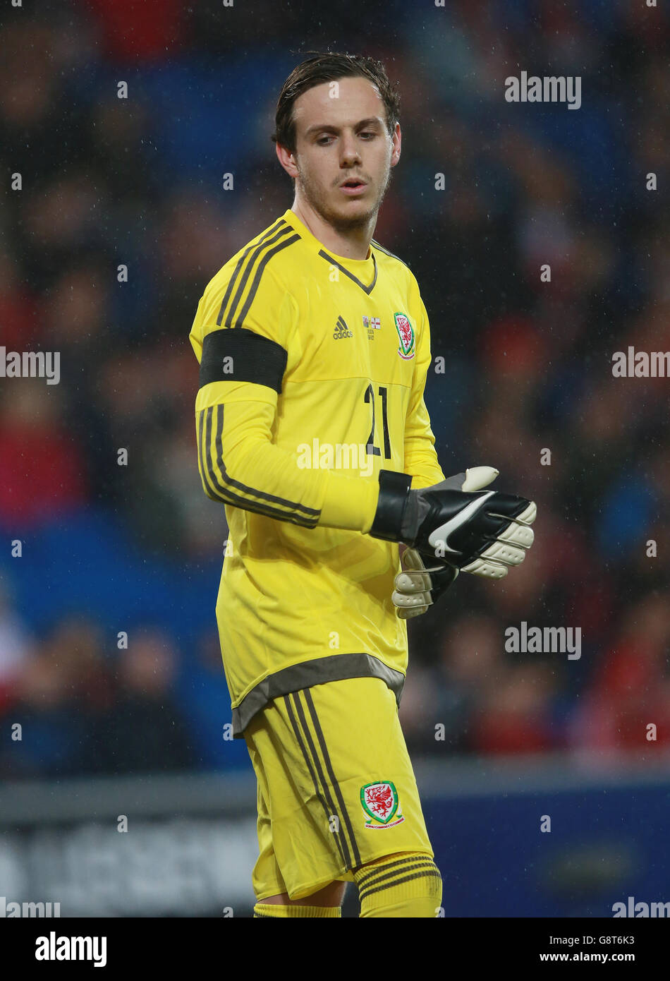 Wales' Daniel Ward during the International Friendly at the Cardiff City Stadium, Cardiff. Stock Photo