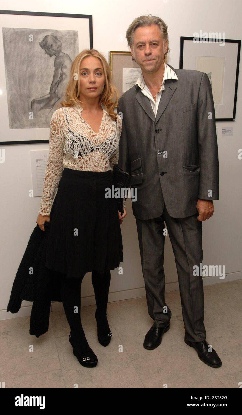 Sir Bob Geldof and his wife are seen at the Clothesline charity auction to raise funds for medication and support for HIV/AIDS sufferers in sub-Saharan Africa, at The Hospital, Endell St, central London Monday 19 September 2005. PRESS ASSOCIATION Photo. Photo credit should read: Ian West/PA Stock Photo