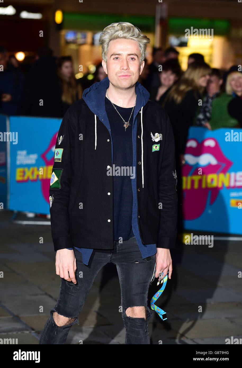 Nick Grimshaw arriving for the opening night gala for Exhibitionism