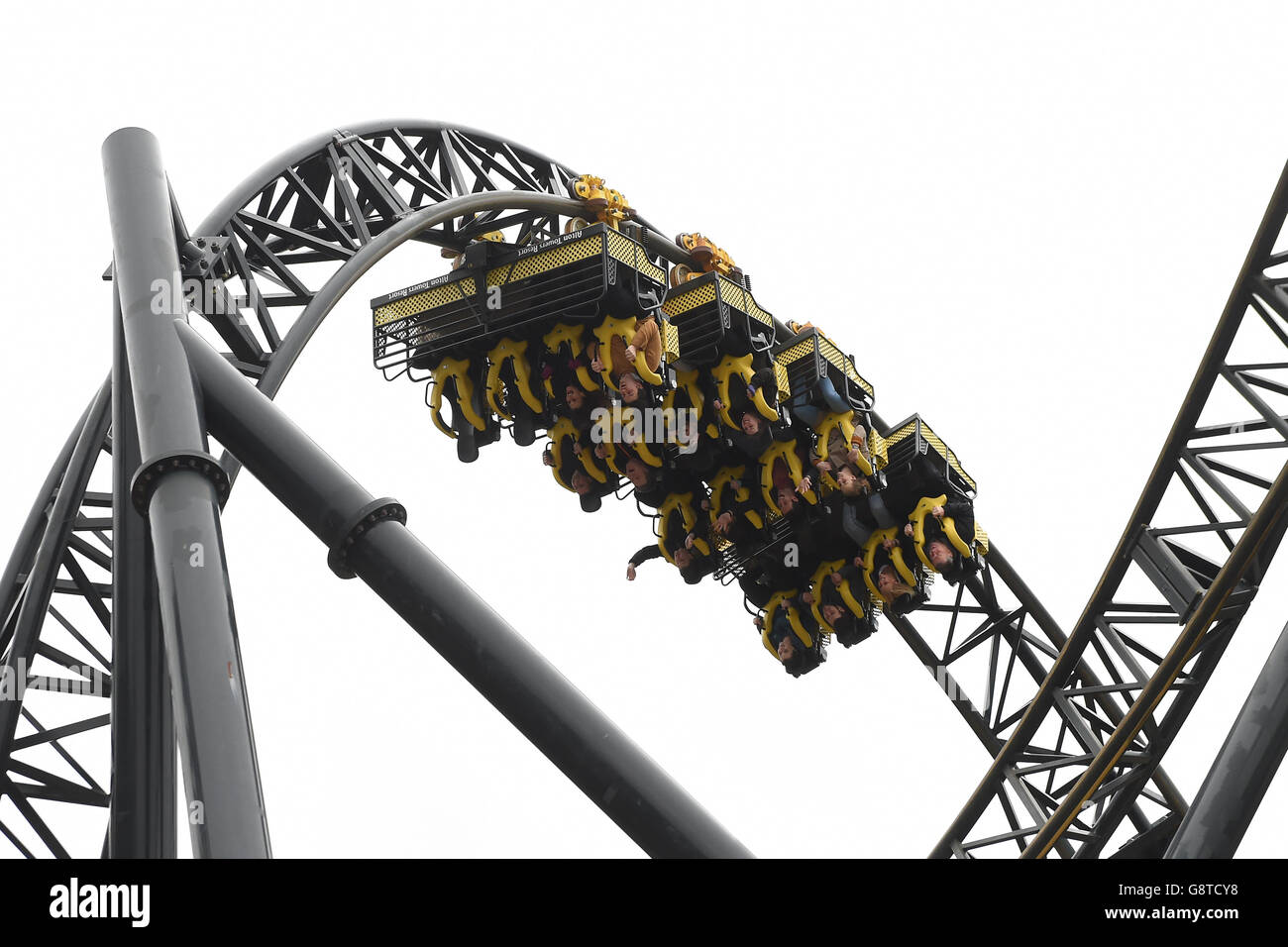 The Smiler ride at Alton Towers Resort in Staffordshire, as the theme park has reopened the rollercoaster - nine months after an accident which left five people with serious or life-changing injuries. Stock Photo