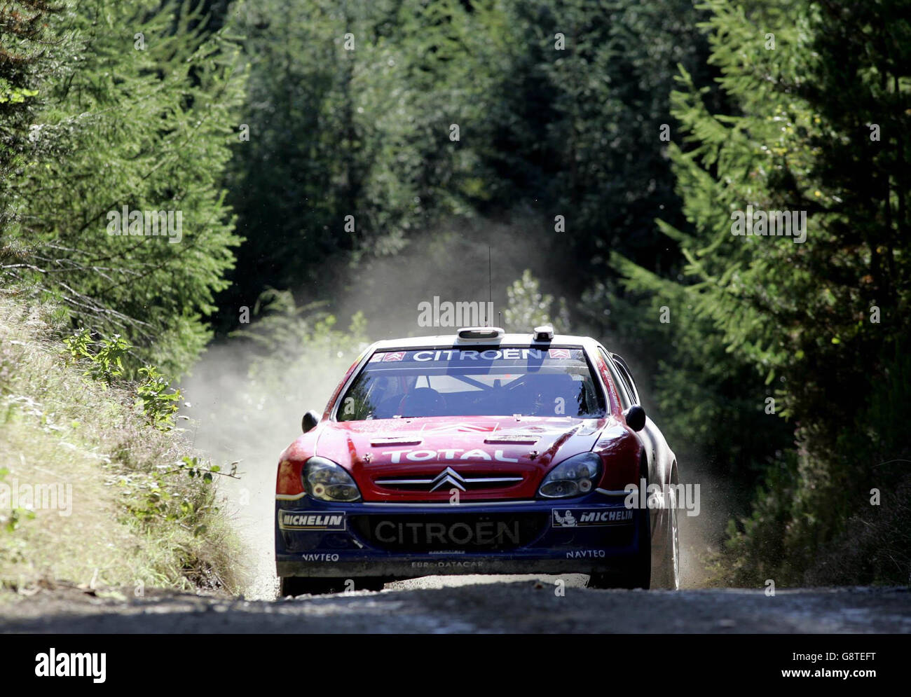 France's Sebastien Loeb in his Citroen Xsara during the Trawscoed stage of the Wales Rally GB in Brechfa, Wales, Friday September 16, 2005. PRESS ASSOCIATION Photo. Photo credit should read: David Davies/PA. Stock Photo