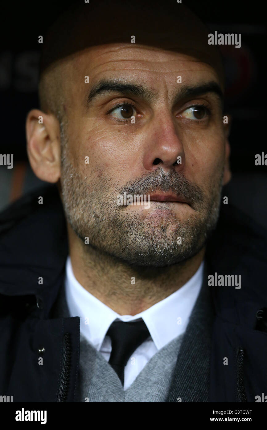 Bayern Munich v Juventus - UEFA Champions League - Round of 16 - Second Leg - Allianz Arena. Bayern Munich Head Coach Josep Guardiola Stock Photo