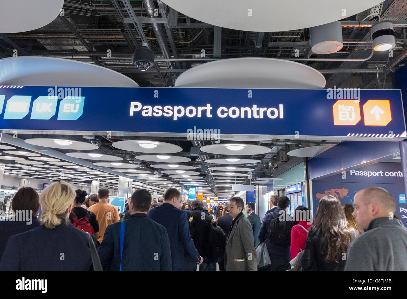 UK border passport control at Heathrow airport, London, England Stock Photo