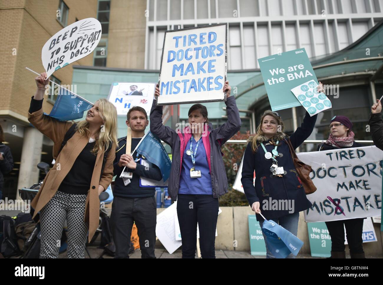 A picket line outside Bristol Royal Infirmary, as junior doctors take to picket lines once more