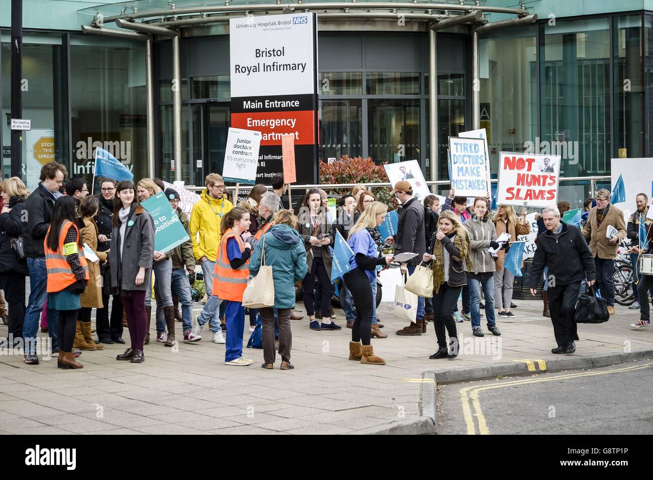 A picket line outside Bristol Royal Infirmary, as junior doctors take to picket lines once more