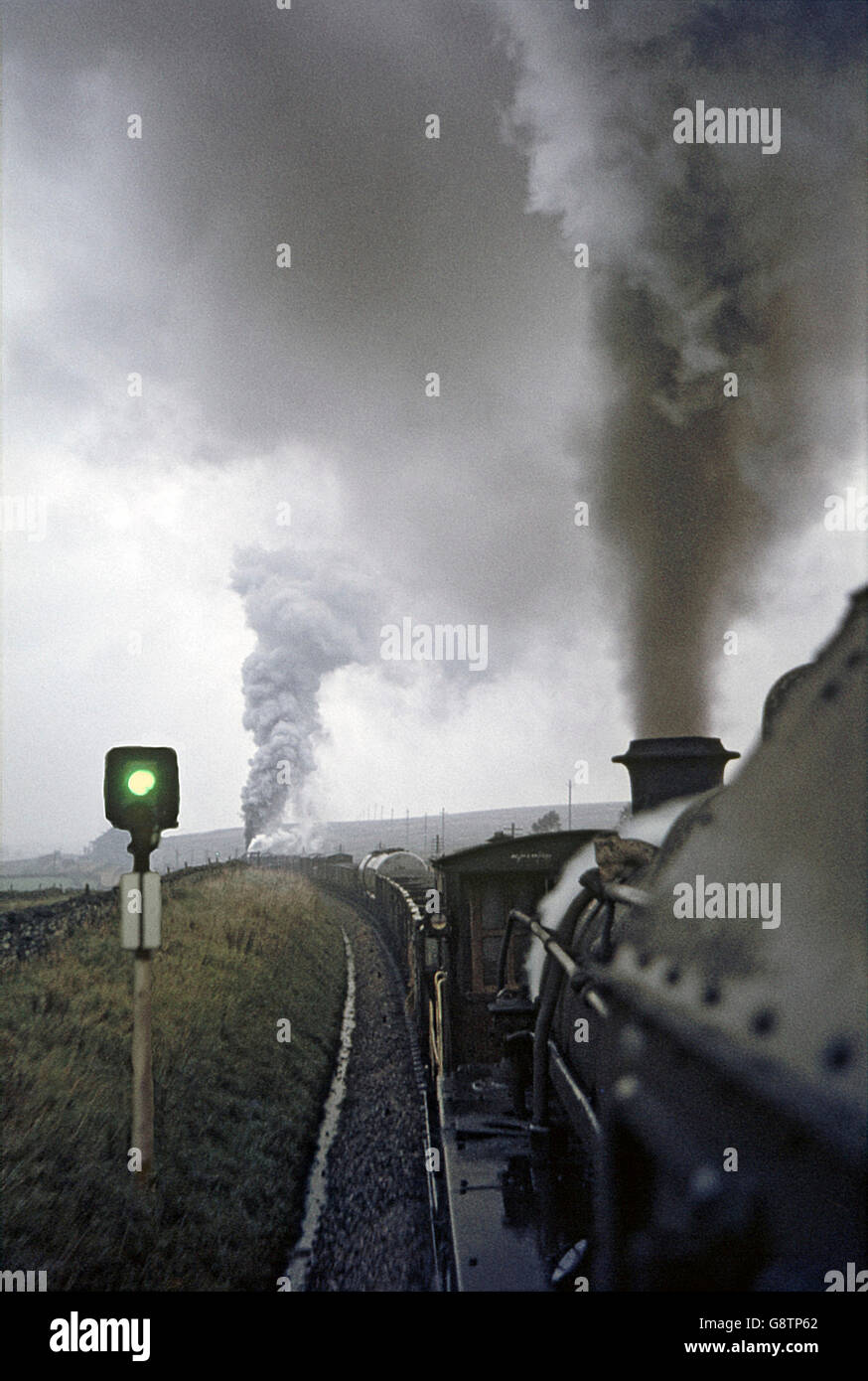 The view from the banker in the form of a BR Standard 4-6-0. Stock Photo