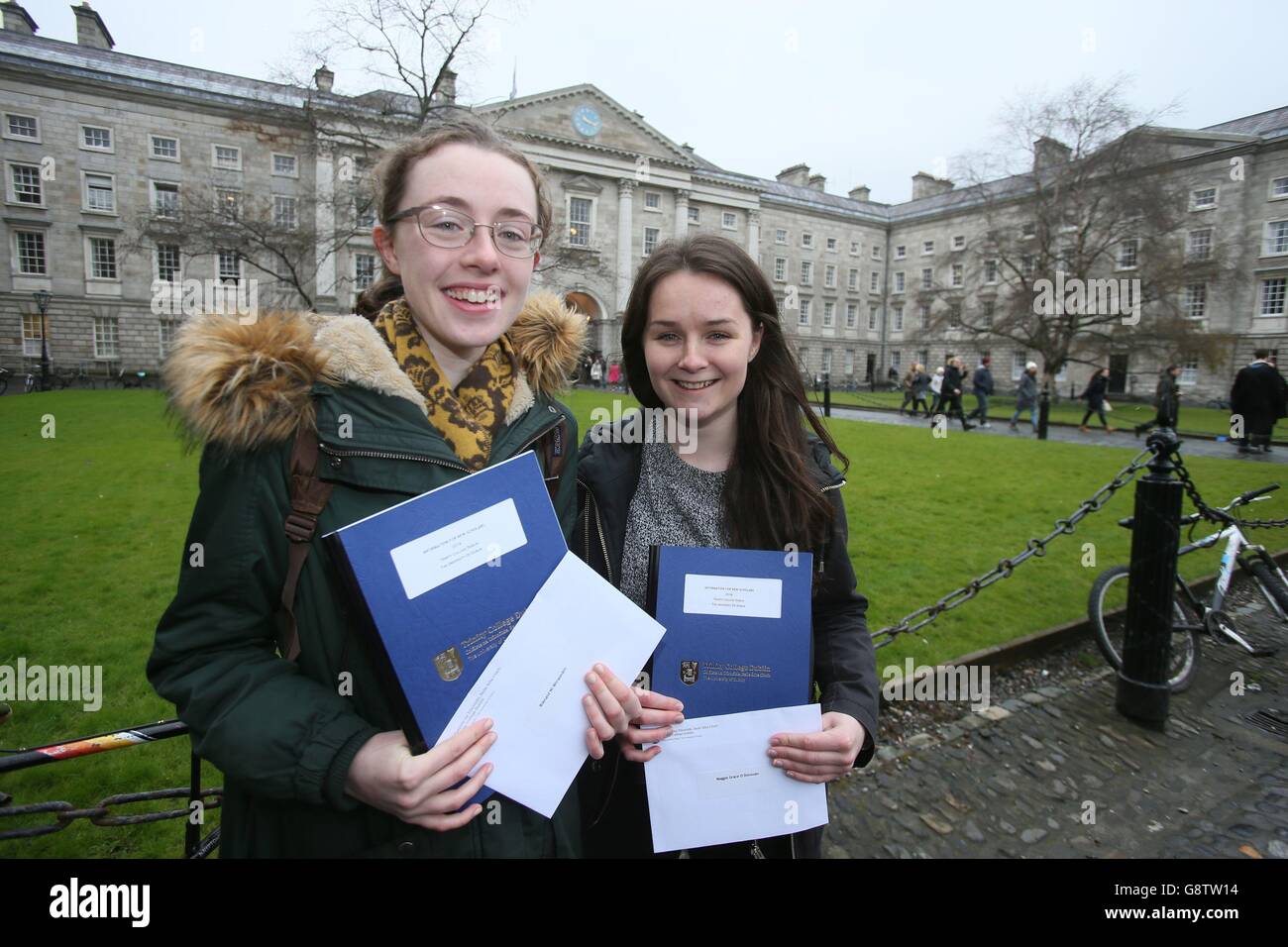 Blanaid Ni Bhraonain (left) is named a scholar in Law and Maggie Grace O'Donovan is named a Scholar in physiotherapy as Trinity College Dublin announces new scholars and fellows for 2016. Stock Photo