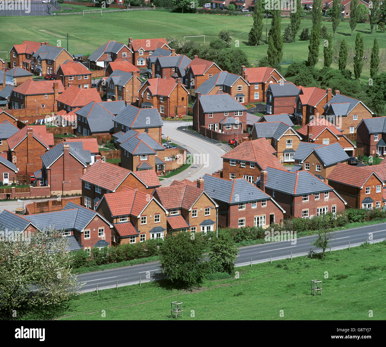 Rooftops of new housing estate hires stock photography and images Alamy