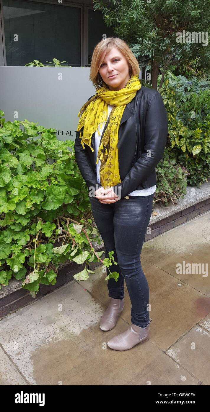 Victoria Wasteney, 39, from Epping in Essex, outside the Employment Appeal Tribunal in central London, where she lost an appeal against being disciplined by her NHS employer. Stock Photo