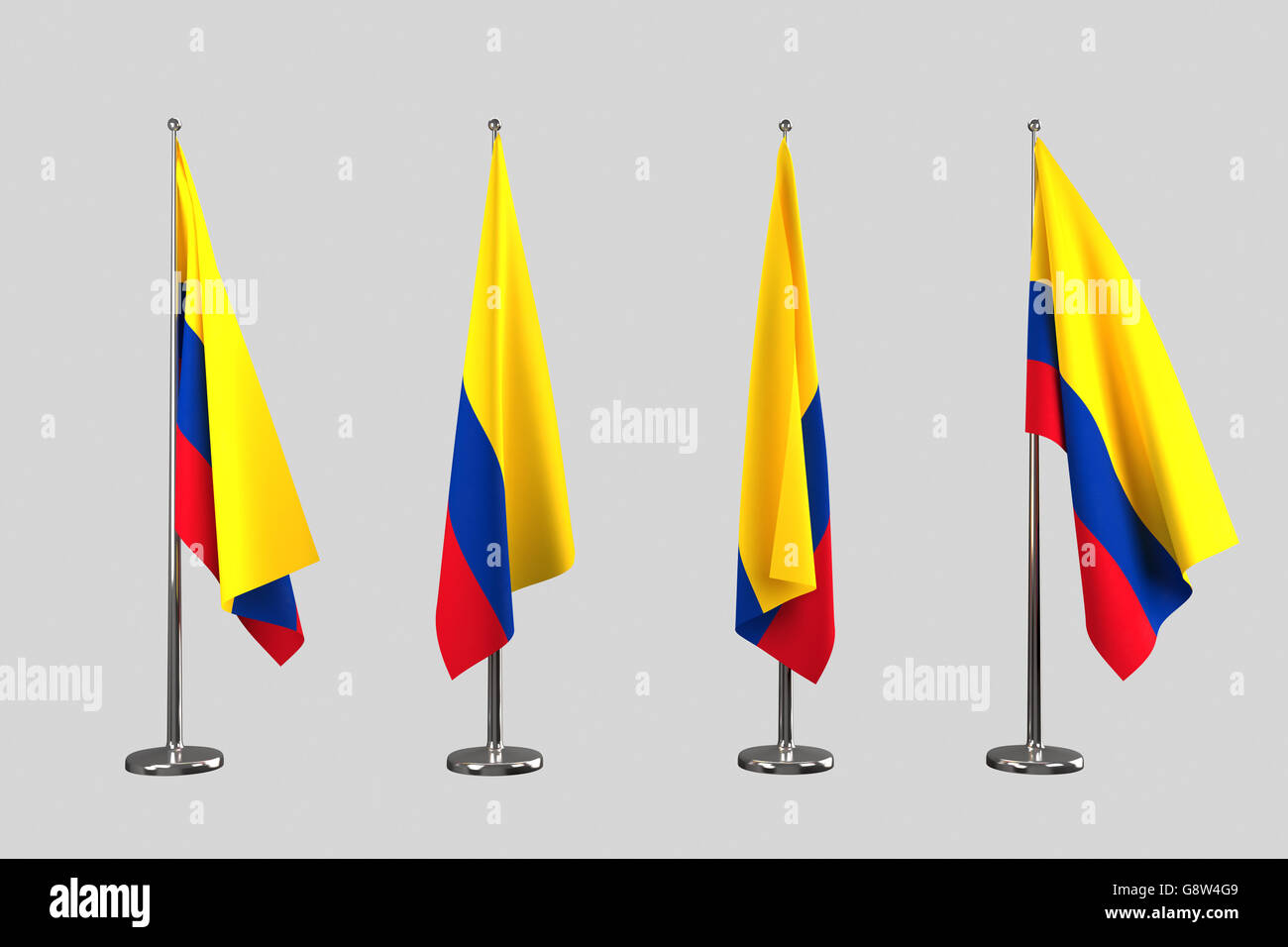 Colombia indoor flags isolate on white background Stock Photo