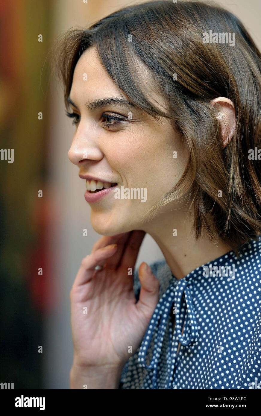 Alexa Chung attends a launch event for the Archive by Alexa womenswear  collection at Marks & Spencer's Marble Arch store in central London. The  model used the M&S clothing archive to curate