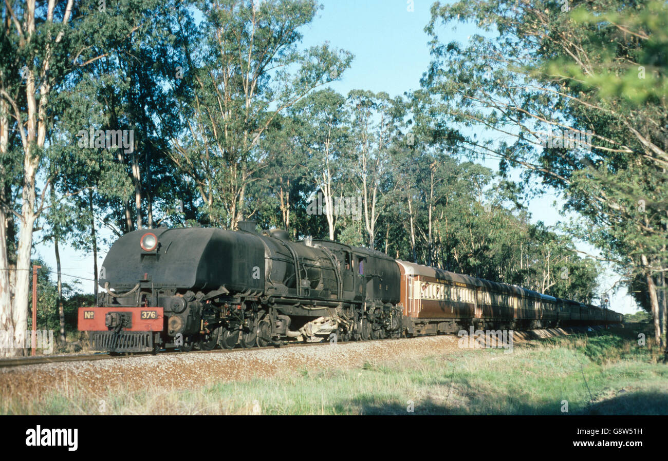 NRZ 3ft 6in gauge 15th class No 376 near Lochard, Zimbabwe on a