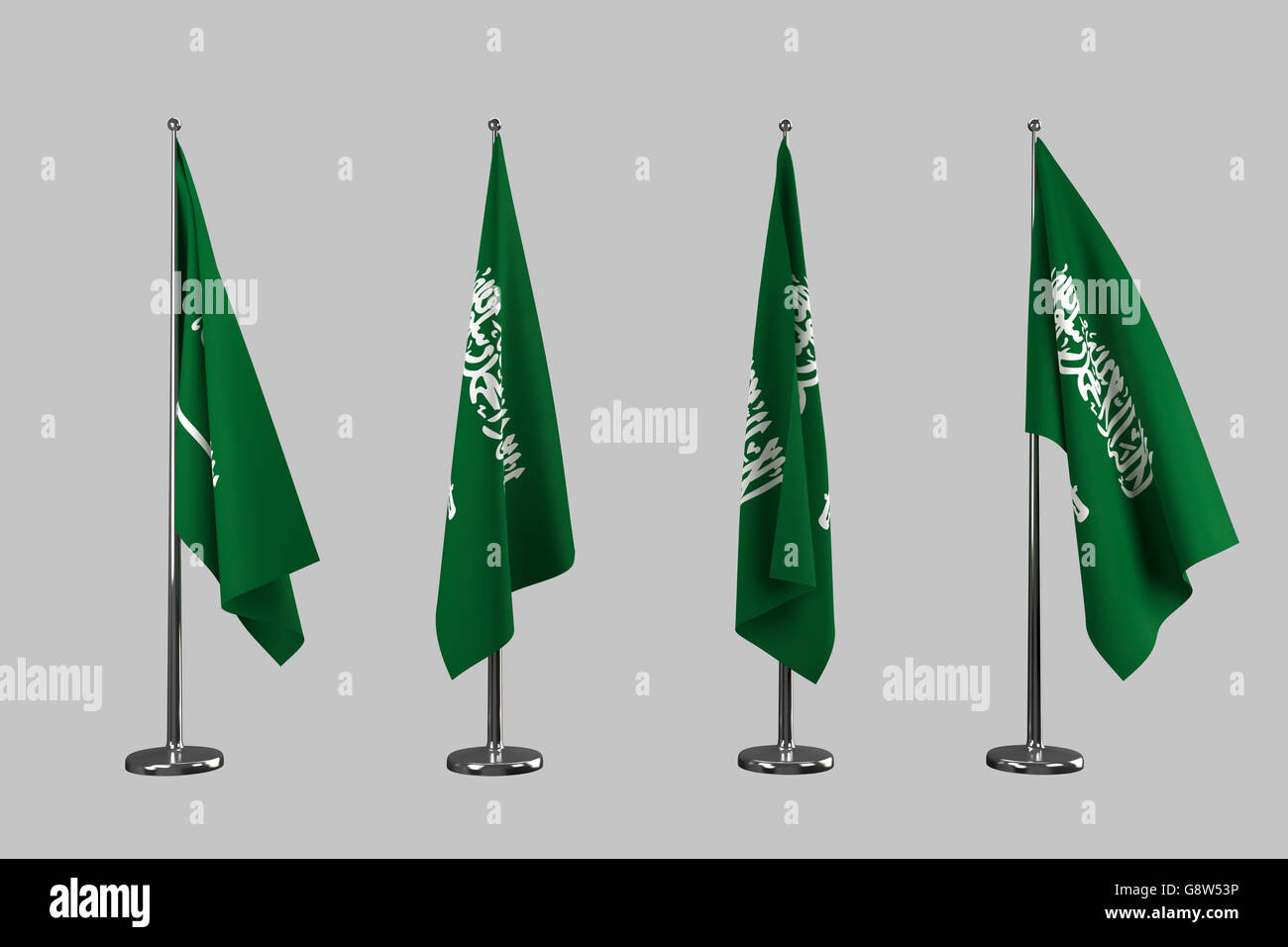 Saudi Arabia indoor flags isolate on white background Stock Photo Alamy