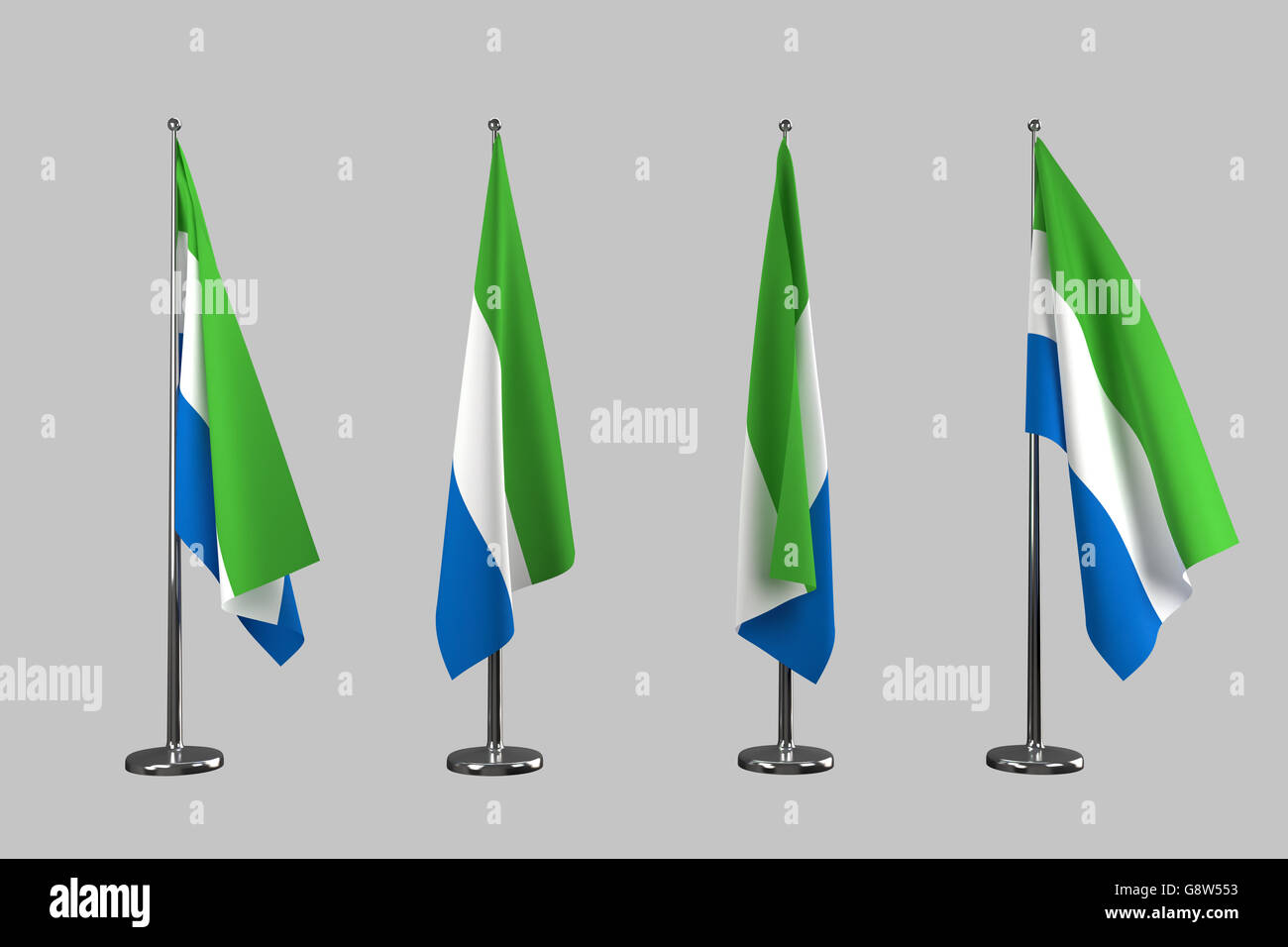 Sierra Leone indoor flags isolate on white background Stock Photo - Alamy
