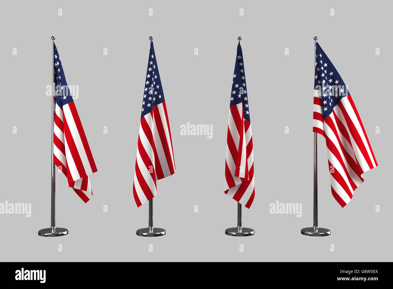 USA indoor flags isolate on white background Stock Photo