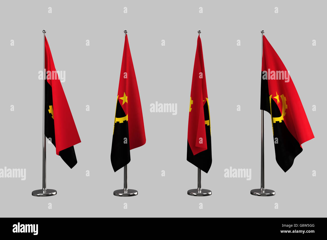 Angola indoor flags isolate on white background Stock Photo