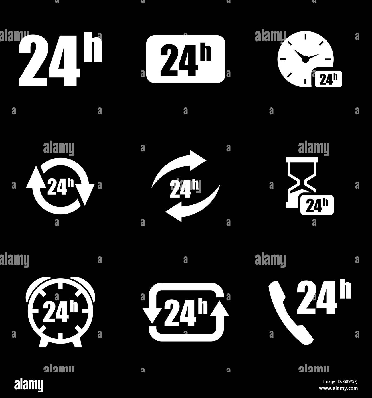24 hour clock face illustration Black and White Stock Photos & Images ...