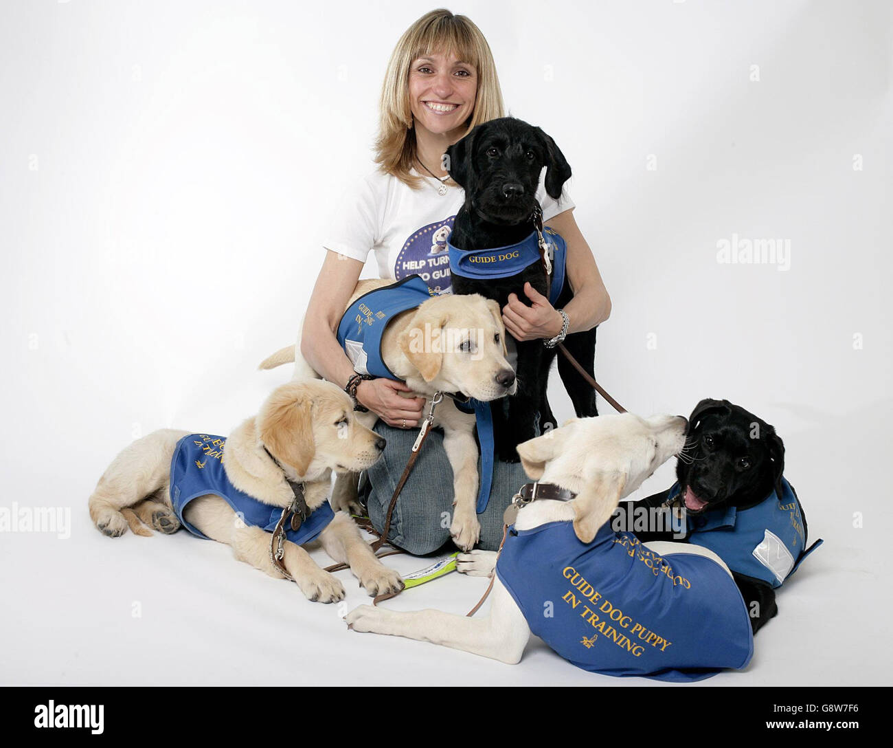 Michaela Strachan celebrates the launch of a new Andrex sponsored campaign to turn more puppies into guide-dogs by means of an on-pack toilet tissue promotion, in partnership with The Guide Dogs for the Blind Association and The Irish Guide Dogs for the Blind, central London, Tuesday 27 September 2005. PRESS ASSOCIATION Photo. Photo credit should read: Edmond Terakopian / PA Stock Photo