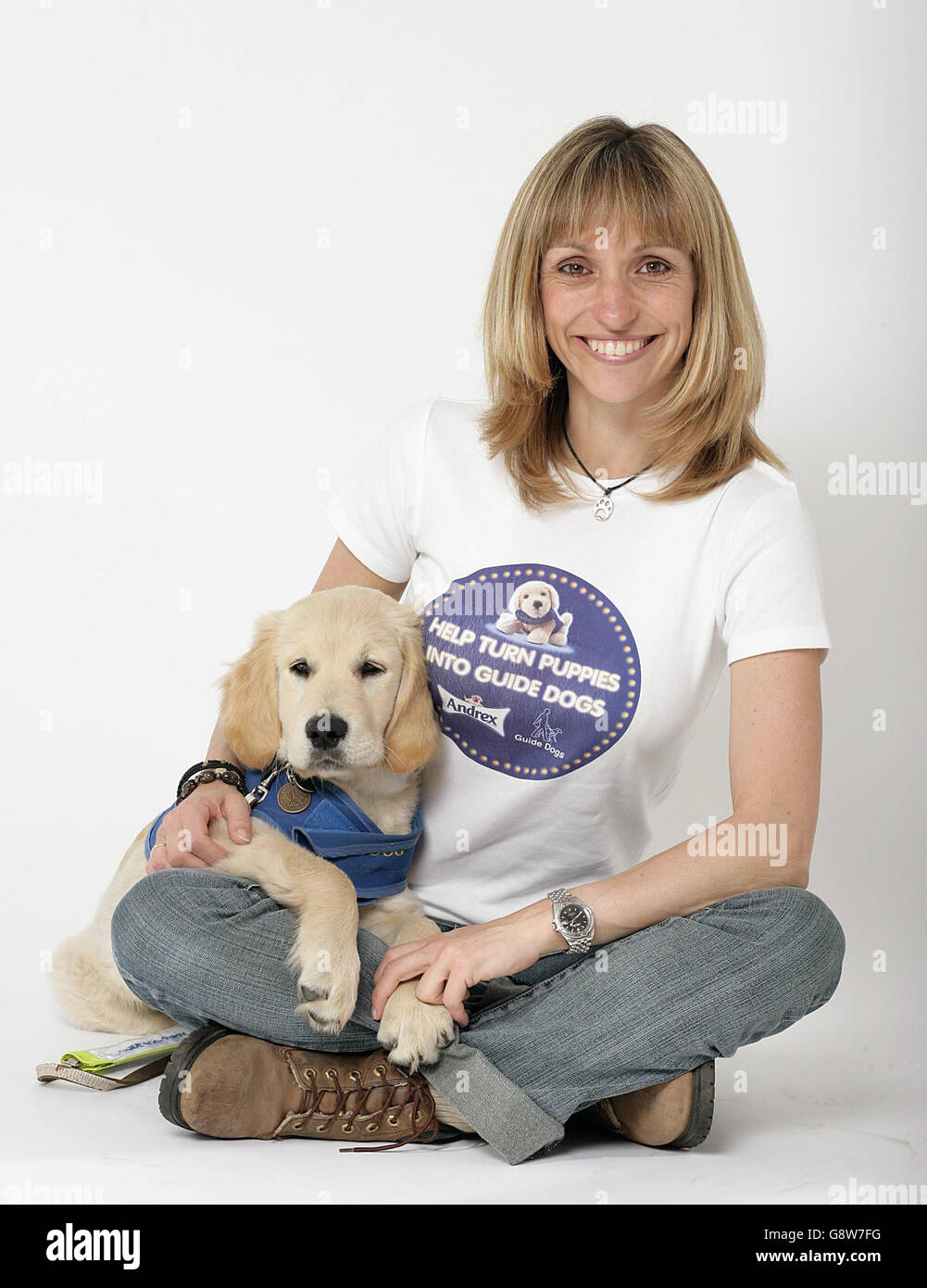 Michaela Strachan celebrates the launch of a new Andrex sponsored campaign to turn more puppies into guide-dogs by means of an on-pack toilet tissue promotion, in partnership with The Guide Dogs for the Blind Association and The Irish Guide Dogs for the Blind, central London, Tuesday 27 September 2005. PRESS ASSOCIATION Photo. Photo credit should read: Edmond Terakopian / PA Stock Photo