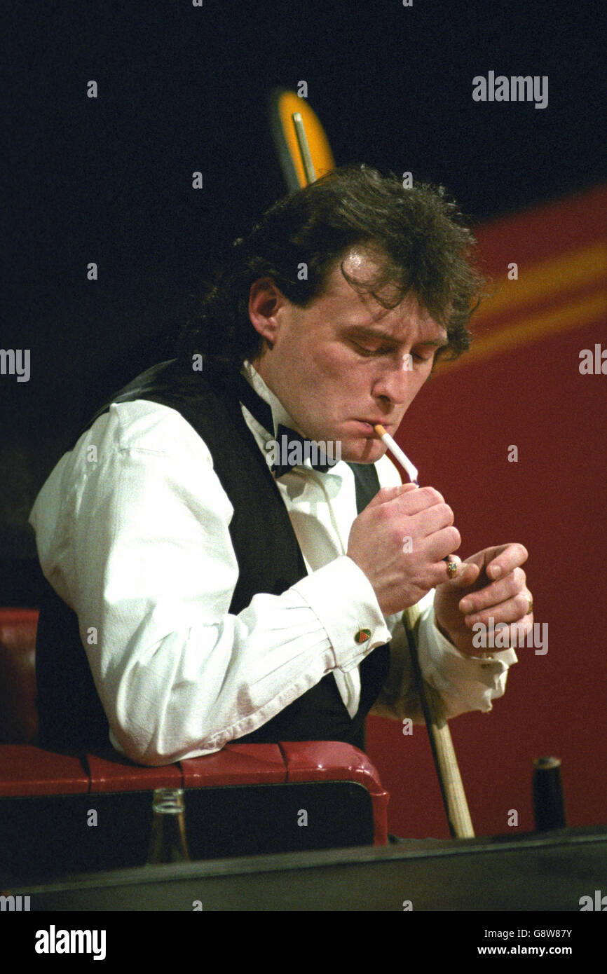 Jimmy White. Snooker player Jimmy White smoking. Stock Photo