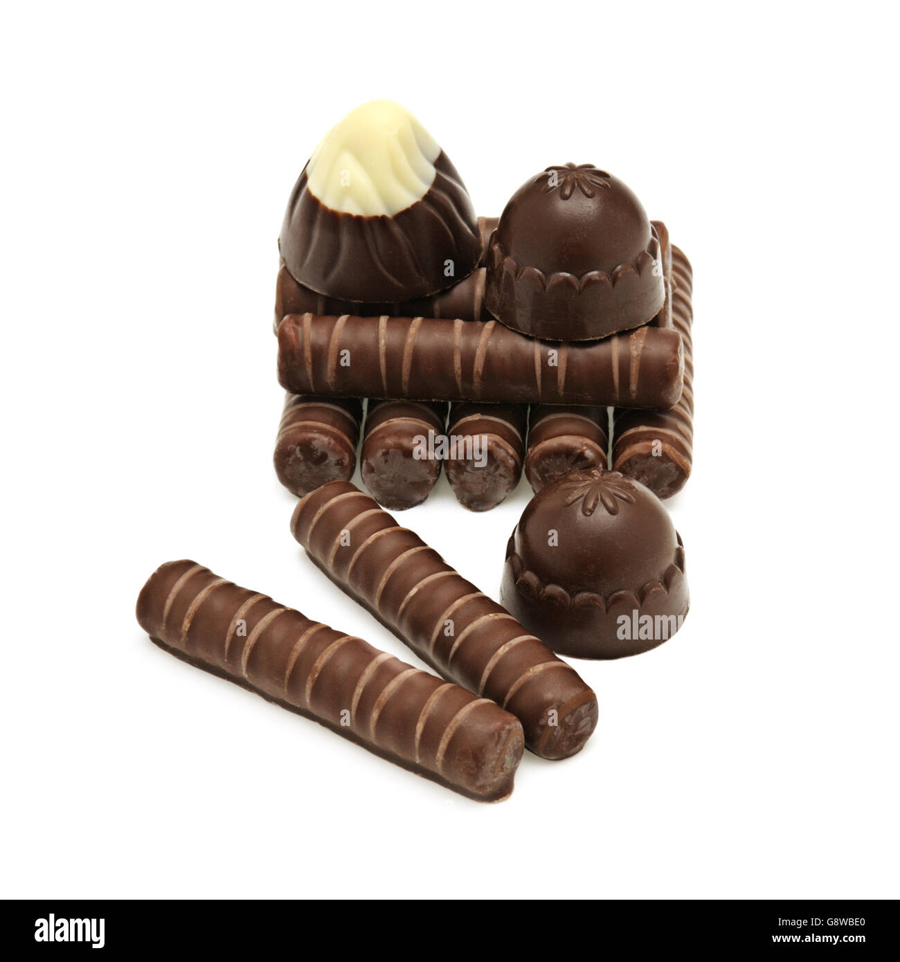 Chocolates isolated on a white background Stock Photo