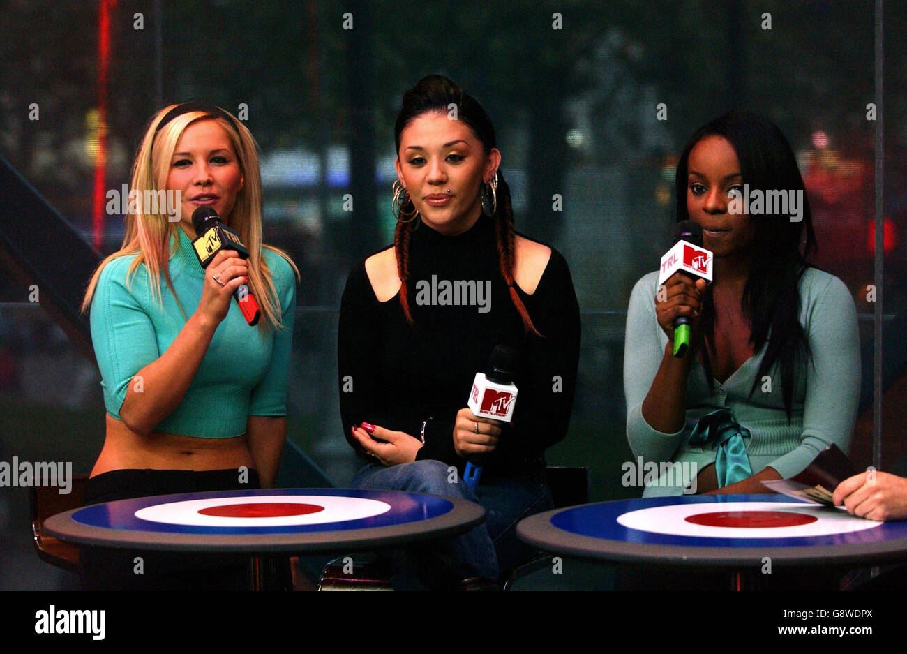 The Sugababes make a guest appearance on MTV's TRL show, live from Leicester Square, central London, Monday 26 September 2005. PRESS ASSOCIATION Photo. Photo credit should read: Anthony Harvey/PA Stock Photo