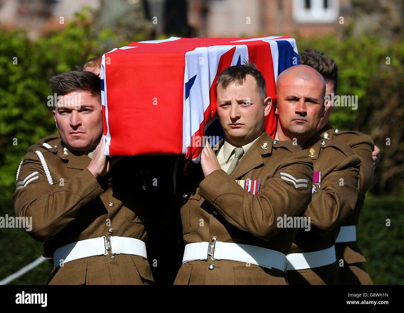 The coffin of First World War soldier Gunner Joseph William Rowbottom