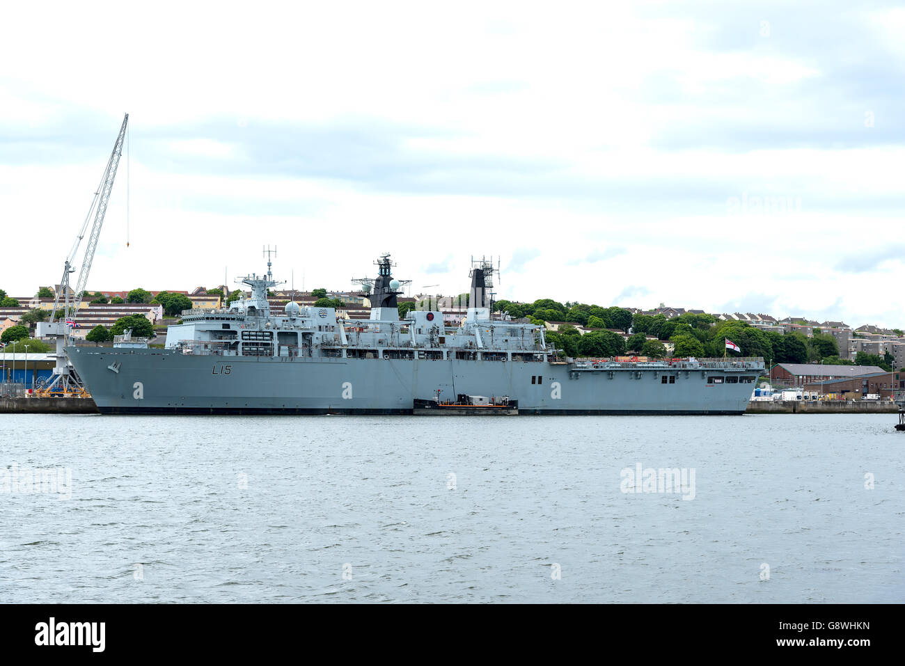 HMS Bulwark an Albion-class amphibious assault ship at HMNB Devonport, Plymouth Stock Photo