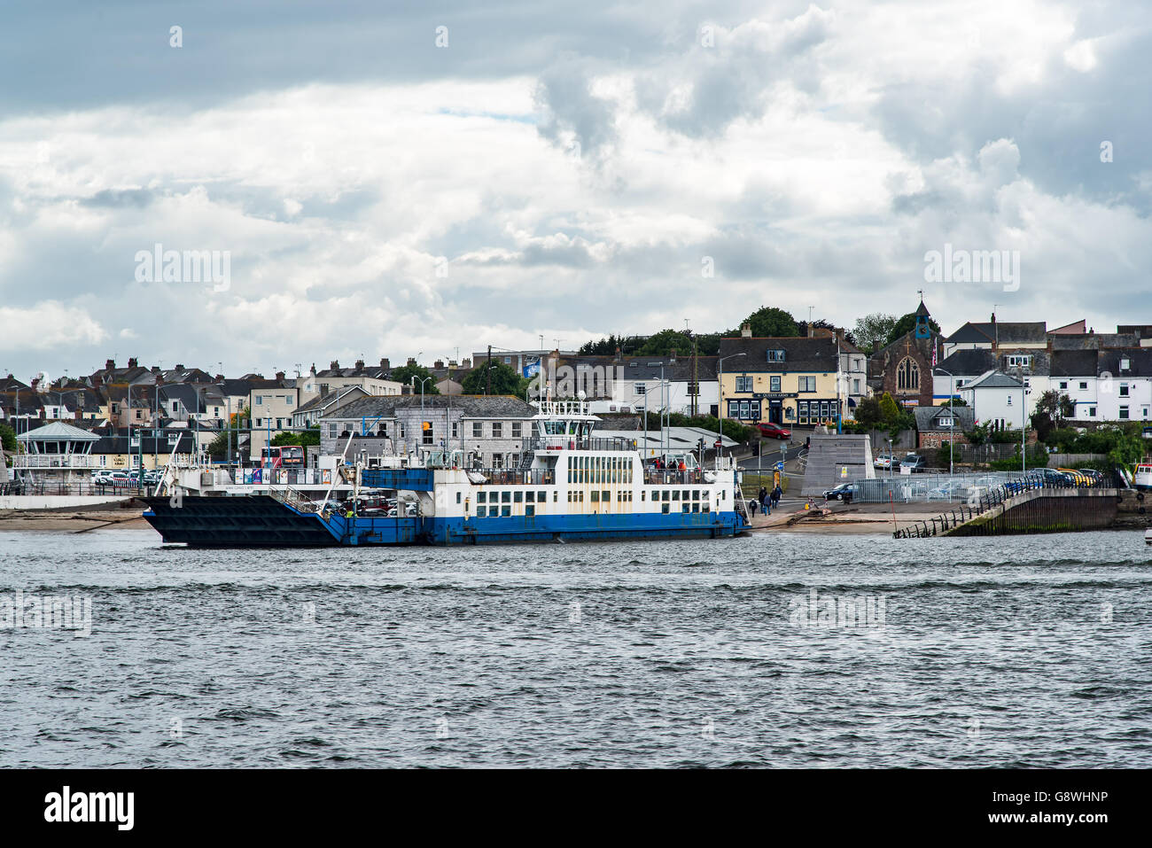 The Torpoint Chain ferry at its Torpoint, Cornwall Station. Stock Photo