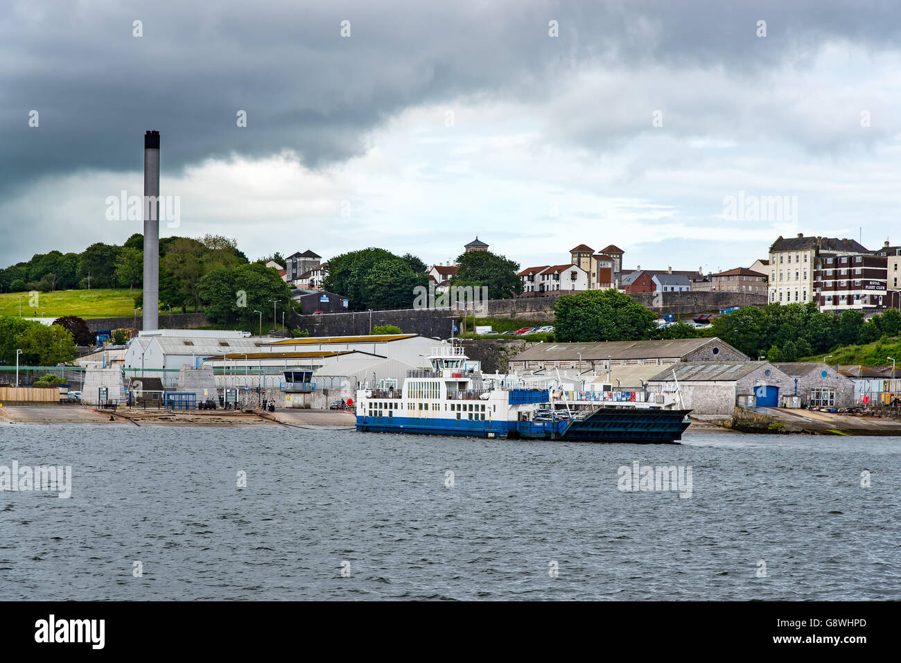 The Torpoint Chain Ferry at its Devonport station. Stock Photo