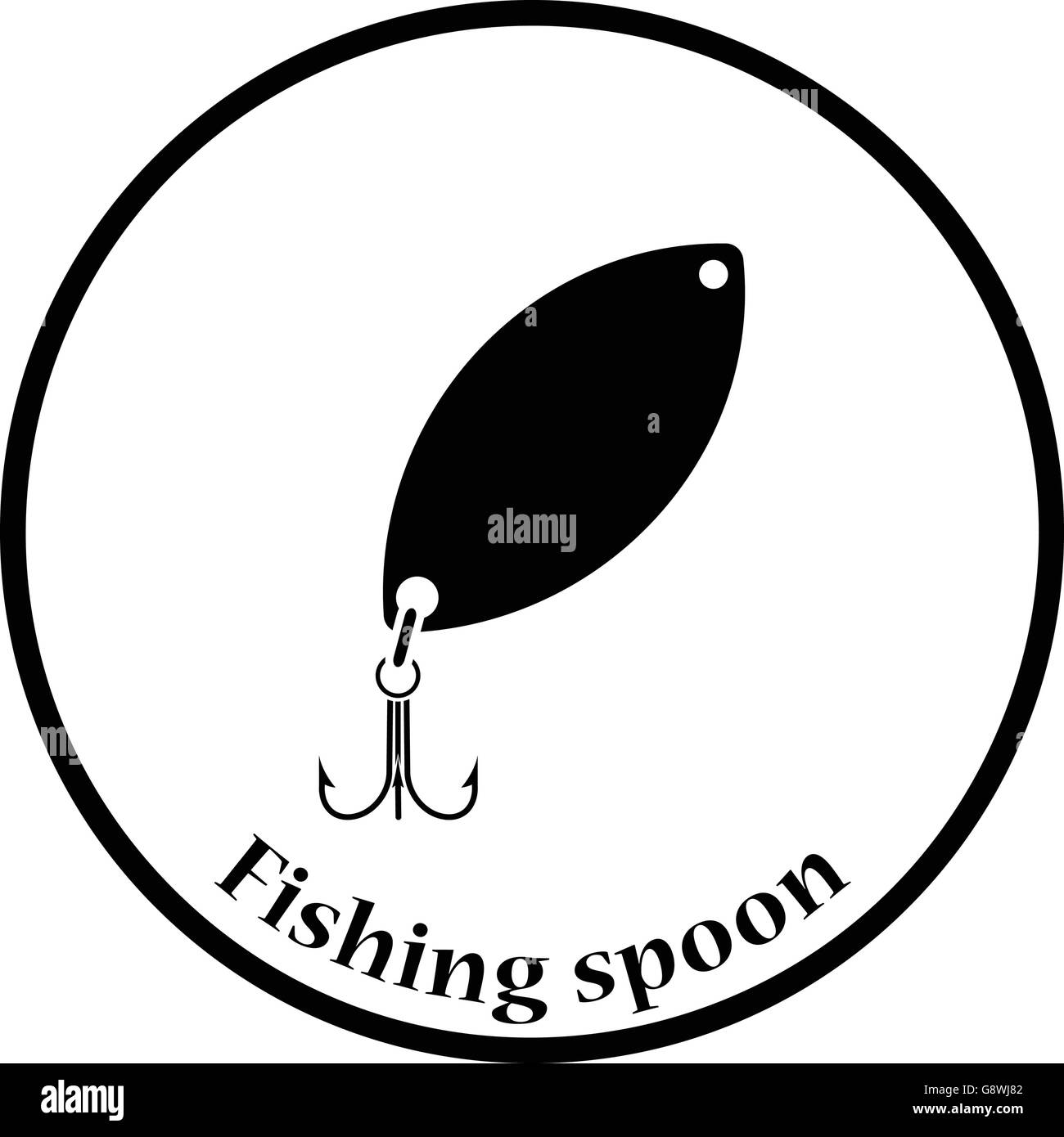 Icon of Fishing spoon. Thin circle design. Vector illustration. Stock Vector