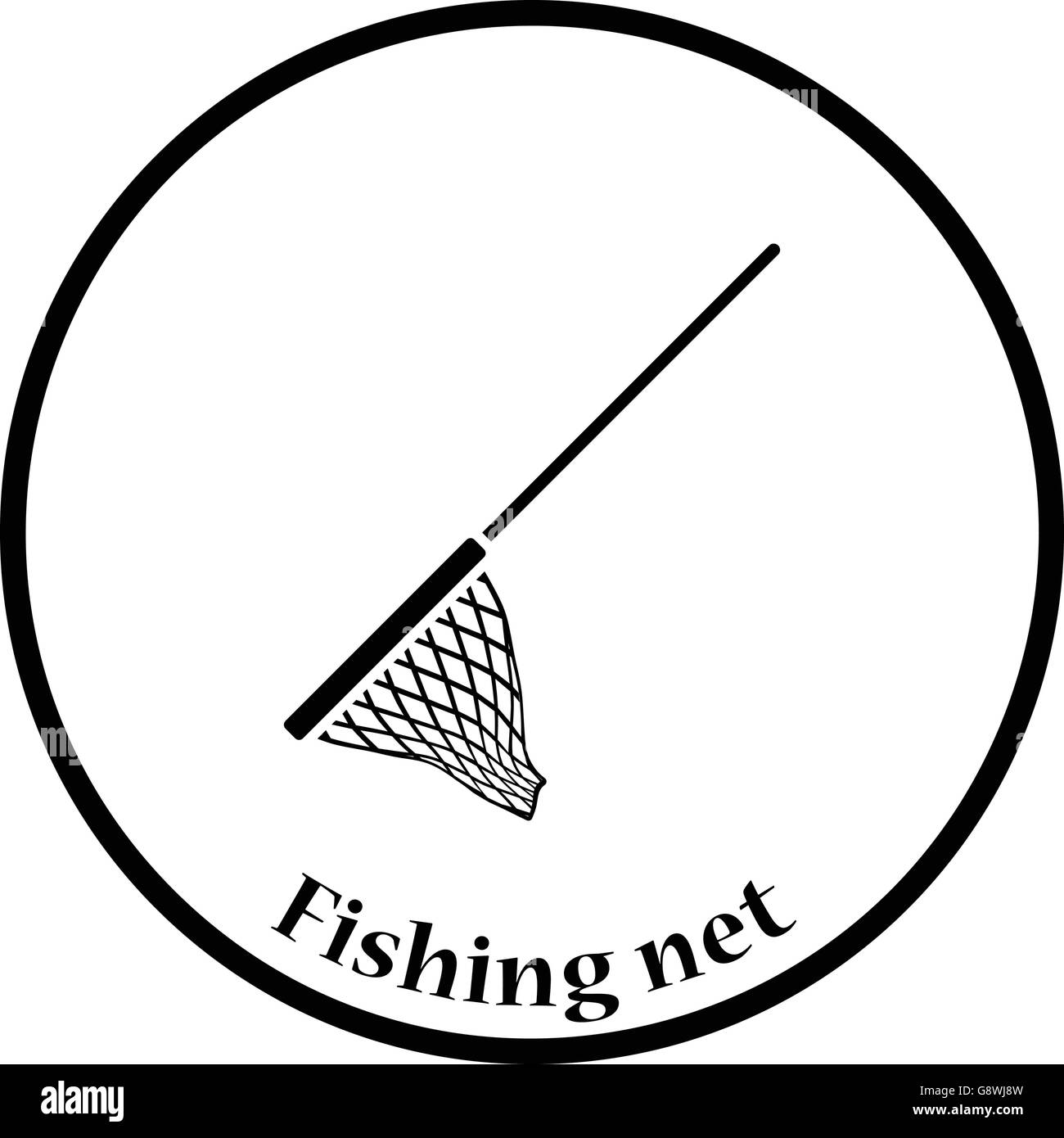 Icon of Fishing net . Thin circle design. Vector illustration
