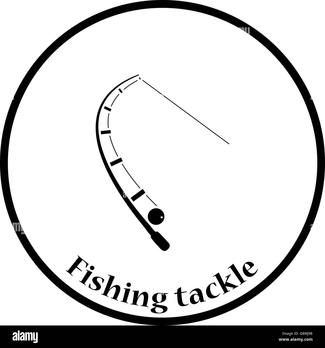 Icon of curved fishing tackle. Thin circle design. Vector illustration. Stock Vector