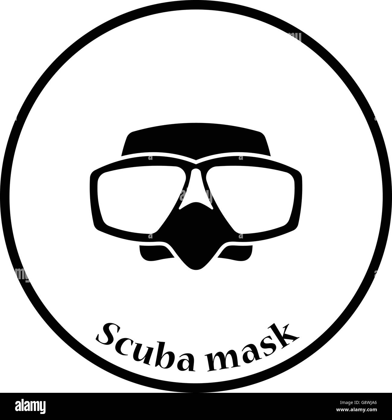 Icon of scuba mask . Thin circle design. Vector illustration Stock