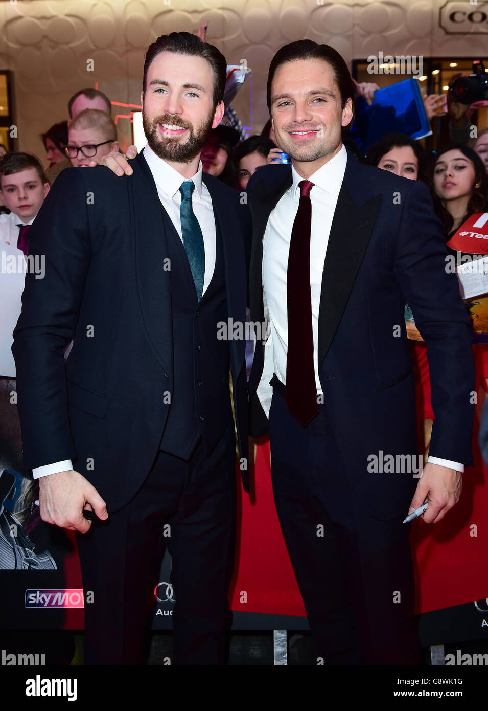 Chris Evans (left) and Sebastian Stan (right) attending the Captain  America: Civil War European Premiere held at Vue Westfield in Shepherd's  Bush, London. PRESS ASSOCIATION Photo. Picture date: Tuesday April 26, 2016.