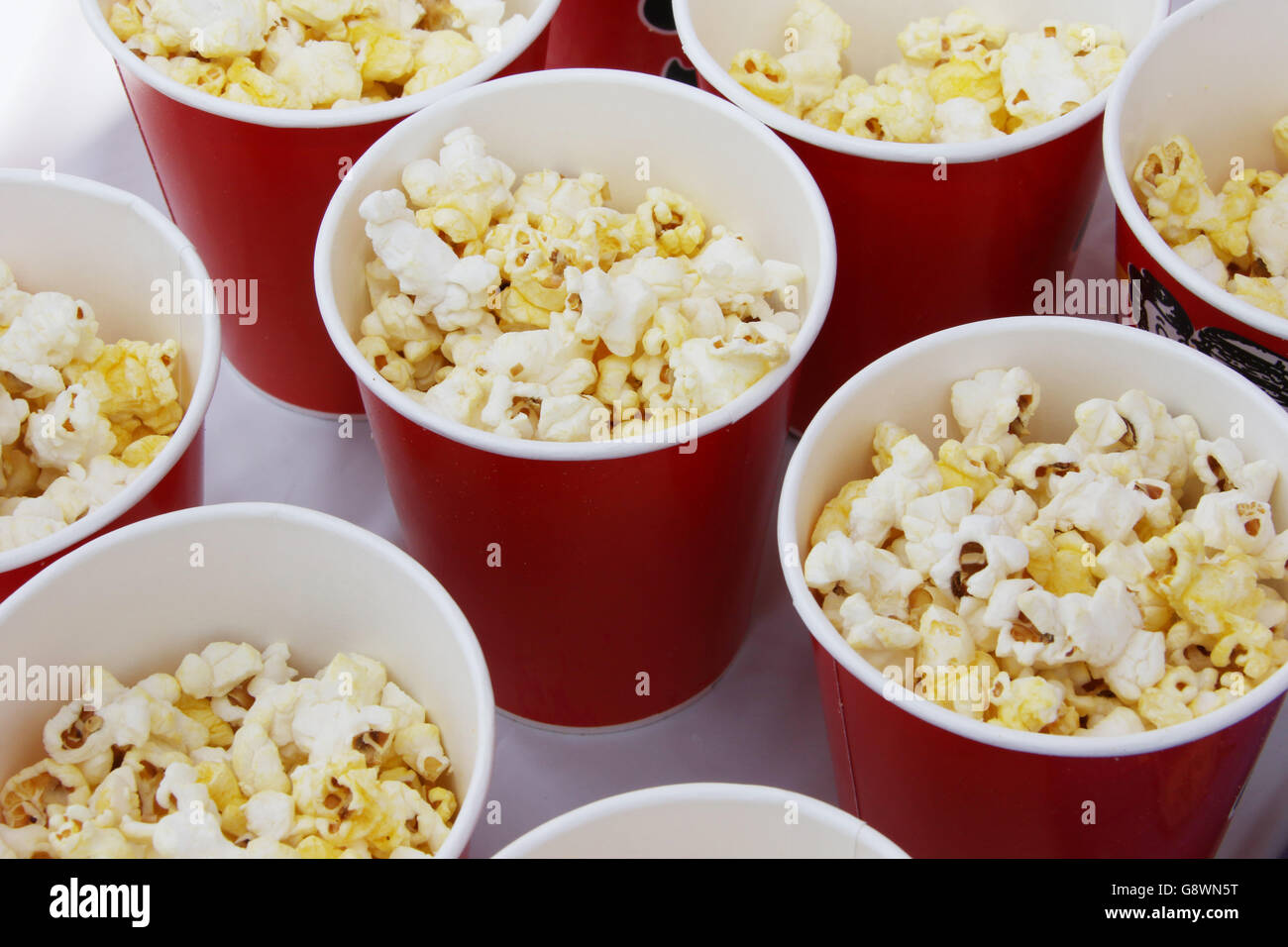 Popcorn in red cups. Beavercreek Popcorn Festival. Beavercreek, Dayton