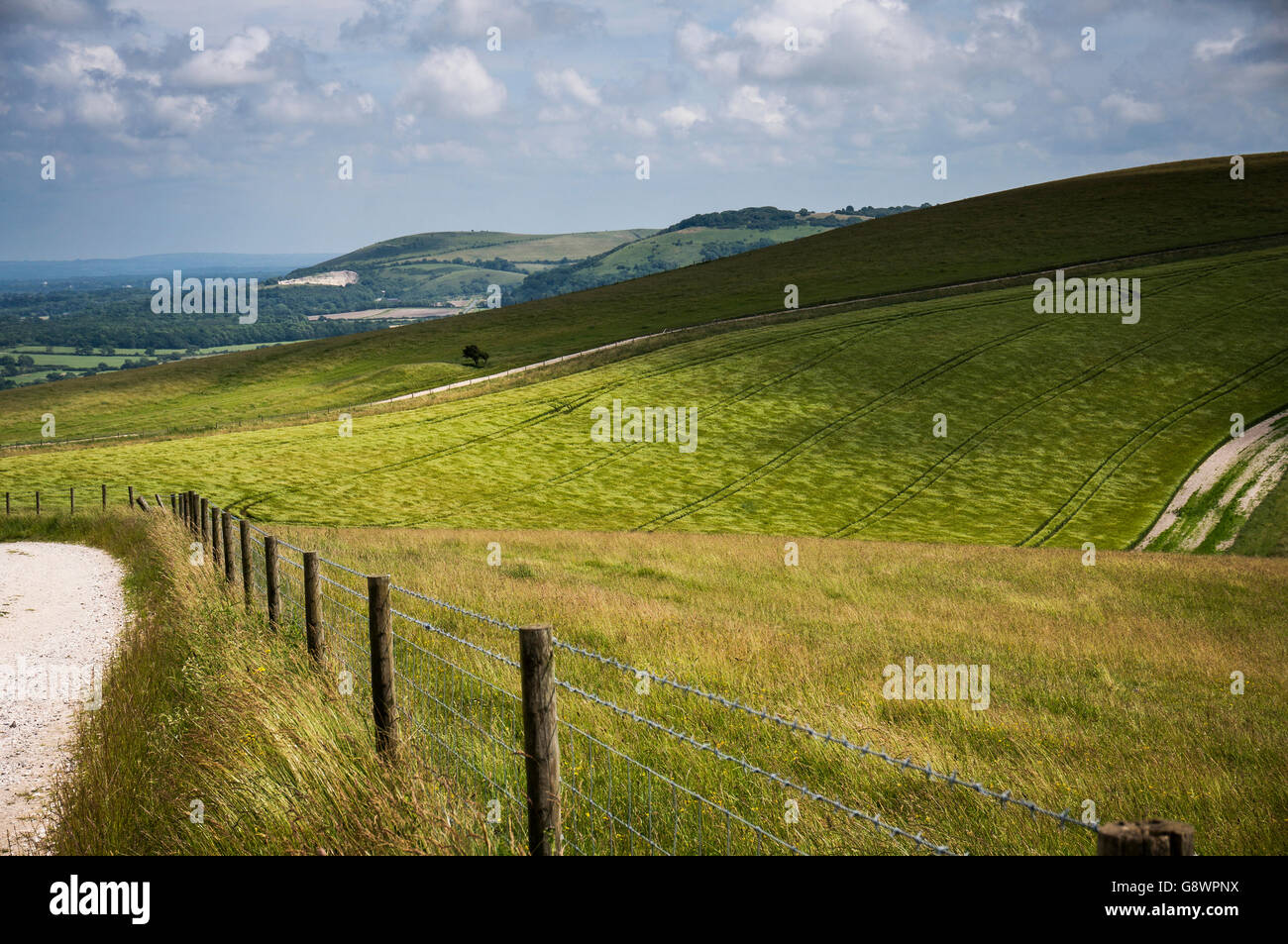 The South Downs Way at Truleigh Hill, West Sussex, UK Stock Photo