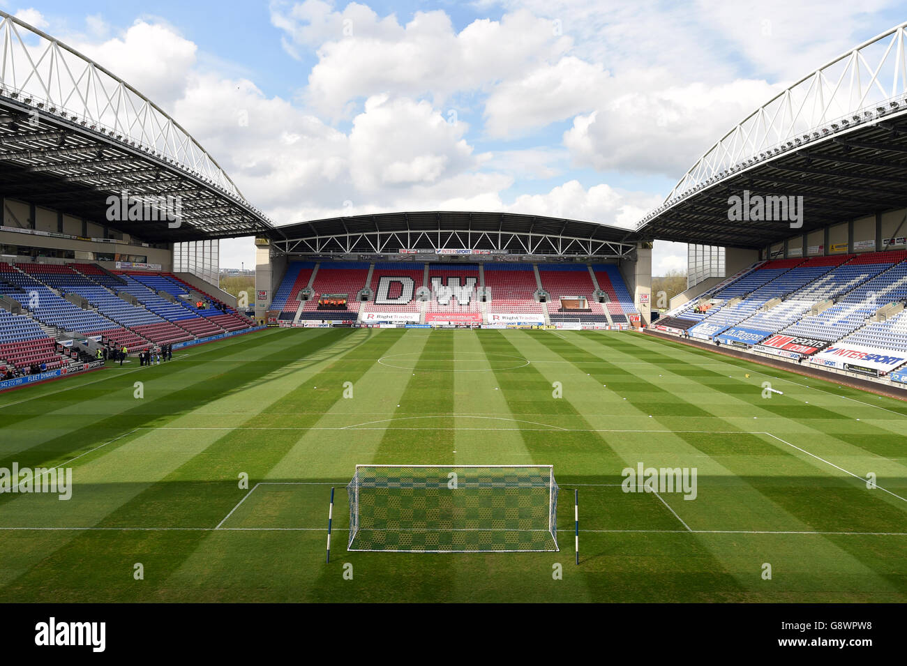 Wigan Athletic v Coventry City - Sky Bet League One - DW Stadium. A general view of the DW Stadium before the game Stock Photo