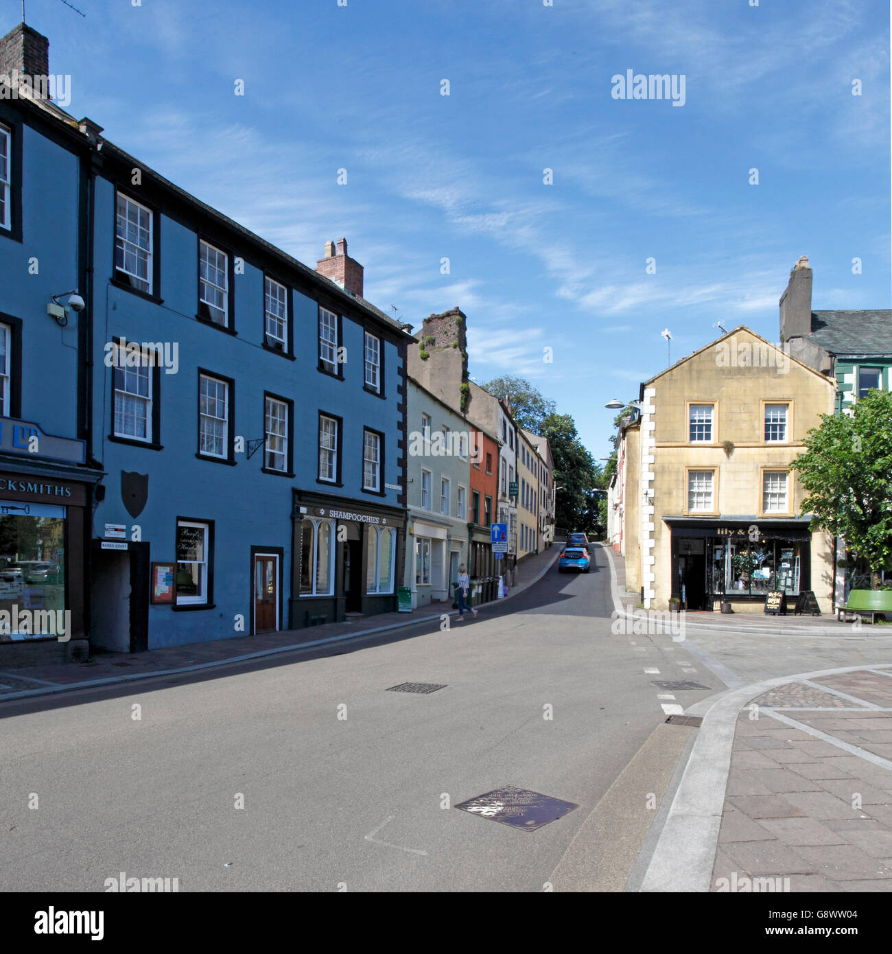 Painted houses in Cockermouth, Lake District Cumbria. England. UK Stock