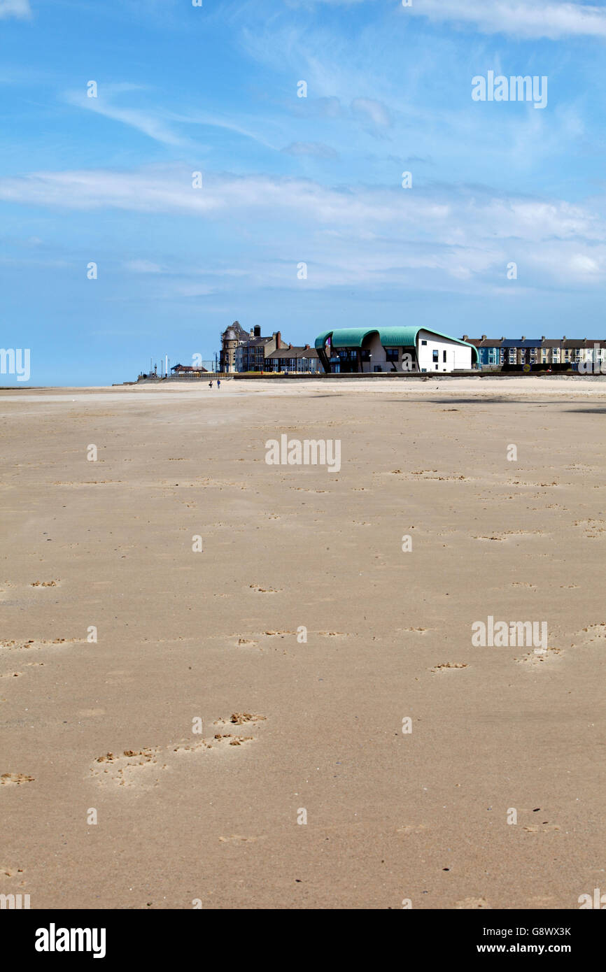 Wide empty beach at Coatham Redcar and Cleveland, UK Stock Photo