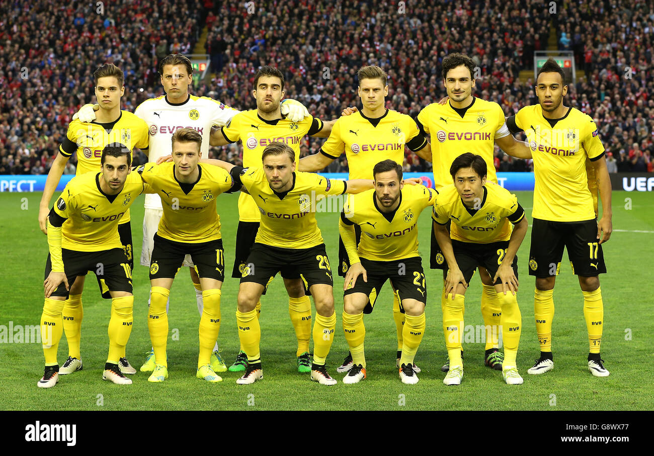 Liverpool V Borussia Dortmund Uefa Europa League Quarter Final Second Leg Anfield Borussia Dortmund Team Group Stock Photo Alamy